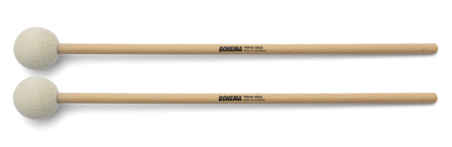 Timpani Mallets Eco | ET433 | felt ball 40mm - hard | Beech - lacquer finish