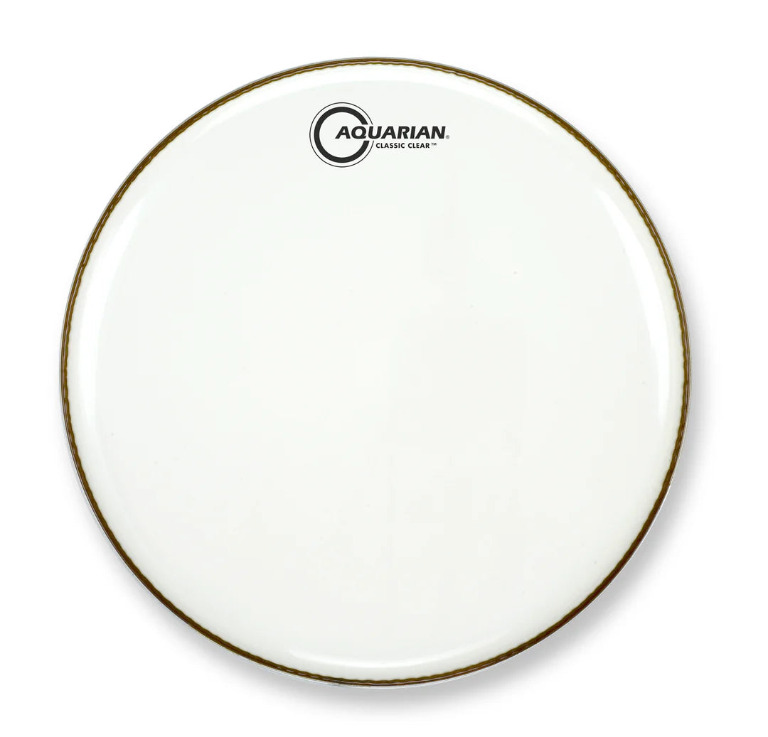 Aquarian Drumheads Classic Clear, White Gloss 1-ply Resonant Drumhead