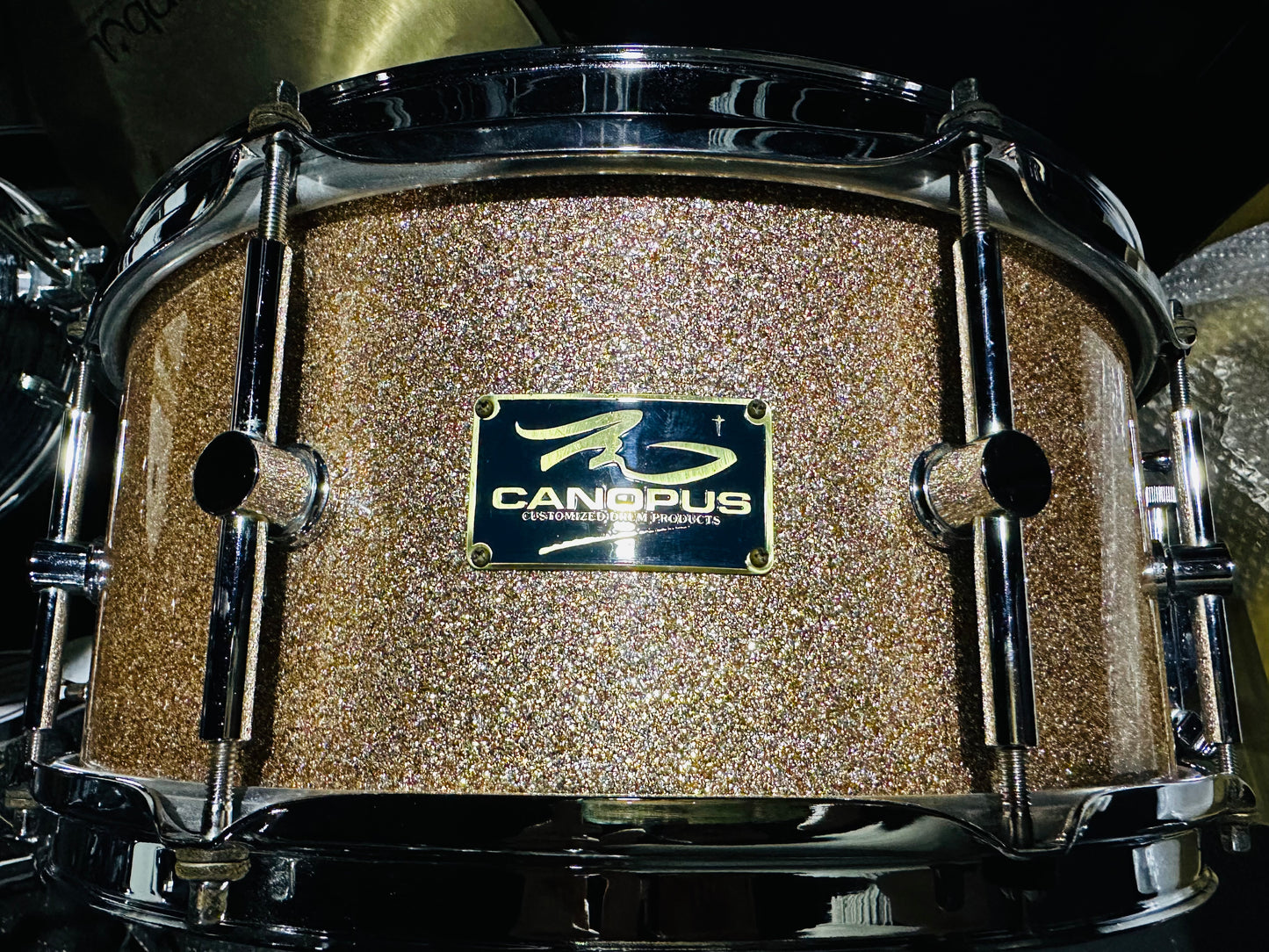 Canopus Maple MFP-1465 Snare Champagne Sparkle finish